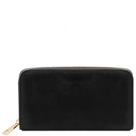 Exclusive leather accordion wallet with zip closure Ruth