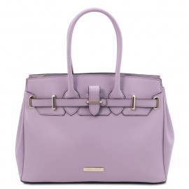 Leather handbag FUCSIA